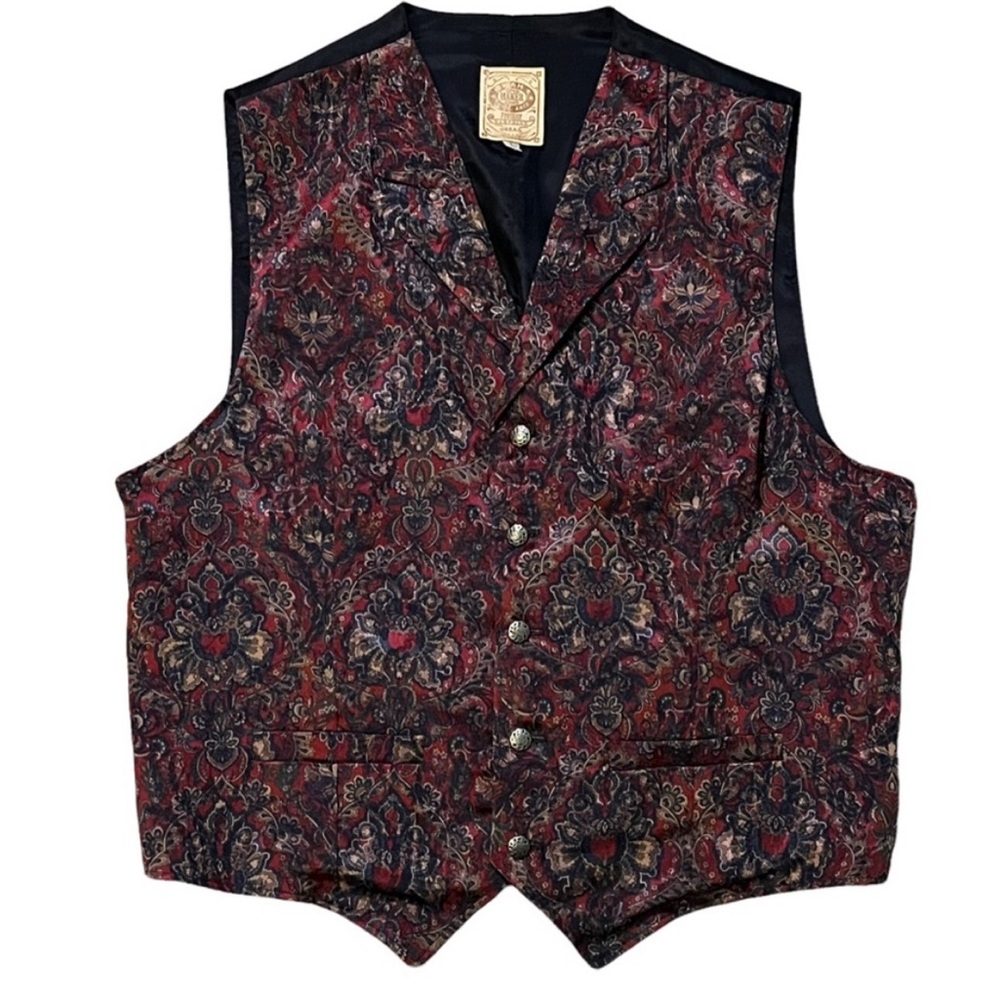 Vintage WAH Maker 5 button vest Frontier Clothing Western Paisley Vest, Large